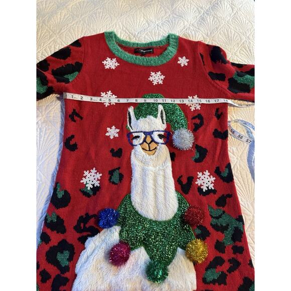 33 Degrees Women’s Size S Lama Ugly Christmas Sweater Multicolor Animal Print - Picture 7 of 8